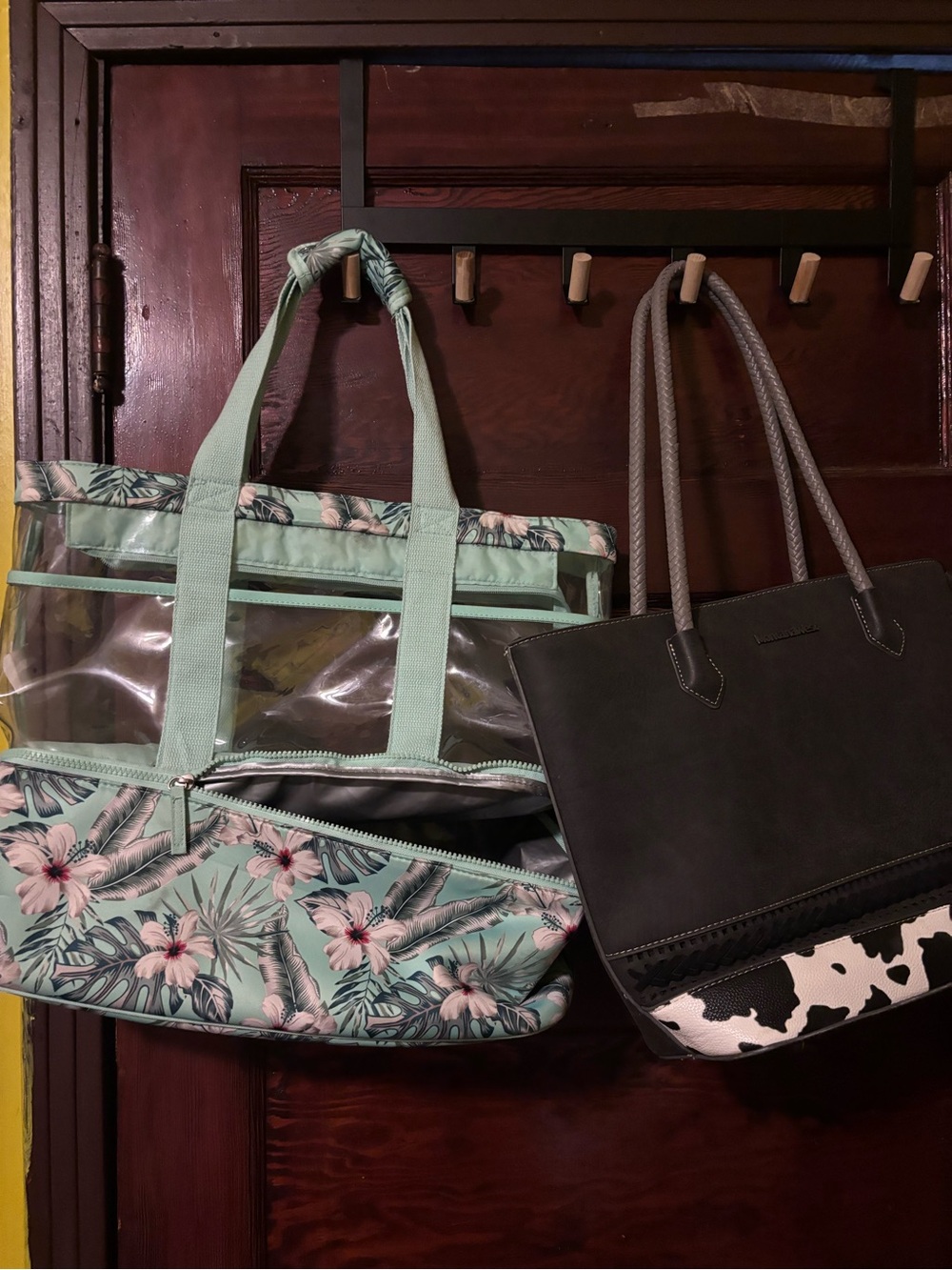 Montana West Mint Floral Clear Tote Bag with Floral Tote